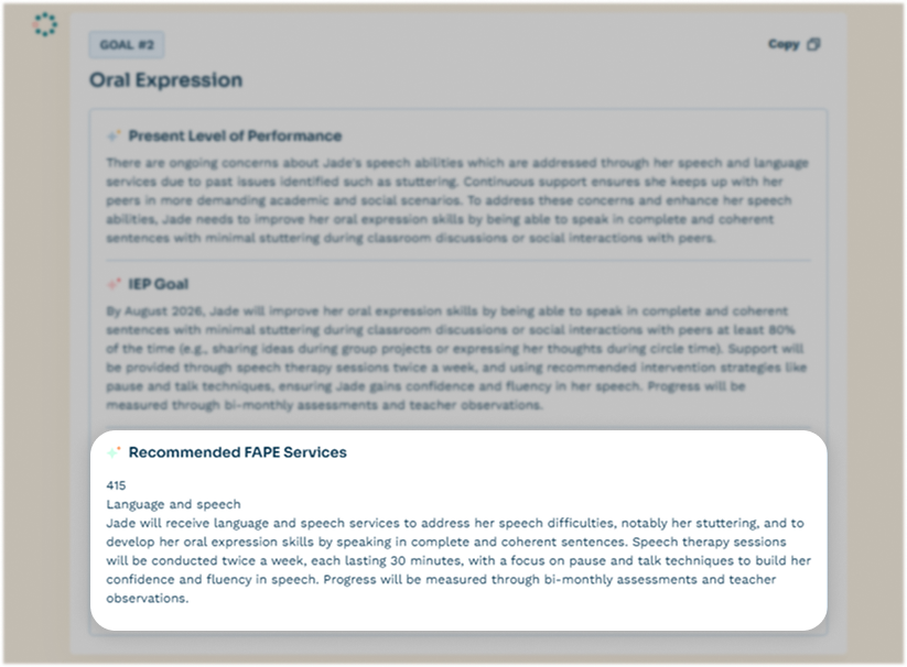 Recommended Fape Services Section