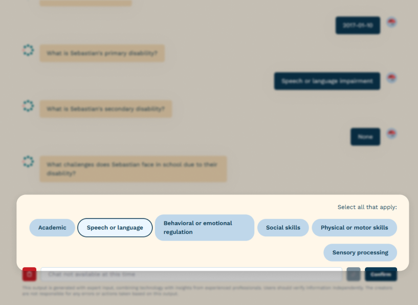 Exploratory question process UI image
